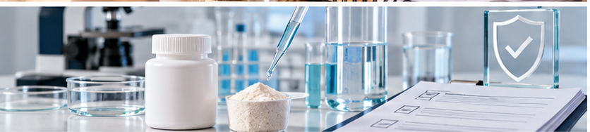 Laboratory glassware and supplement testing for an article about third-party testing